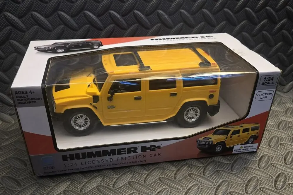Hummer H2 1:24 Scale Licensed Friction SUV New in Box Yellow